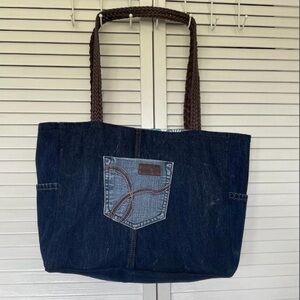 Upcycled Large Tote Made From Recycled Denim Blue Jeans